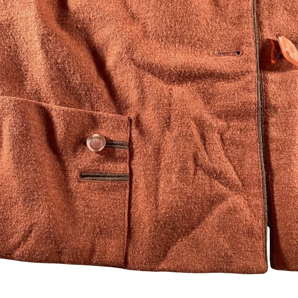 VTG Huazun Embroidered Wool‎ Blend Jacket Rust Brown Artsy Boho Whimsigoth